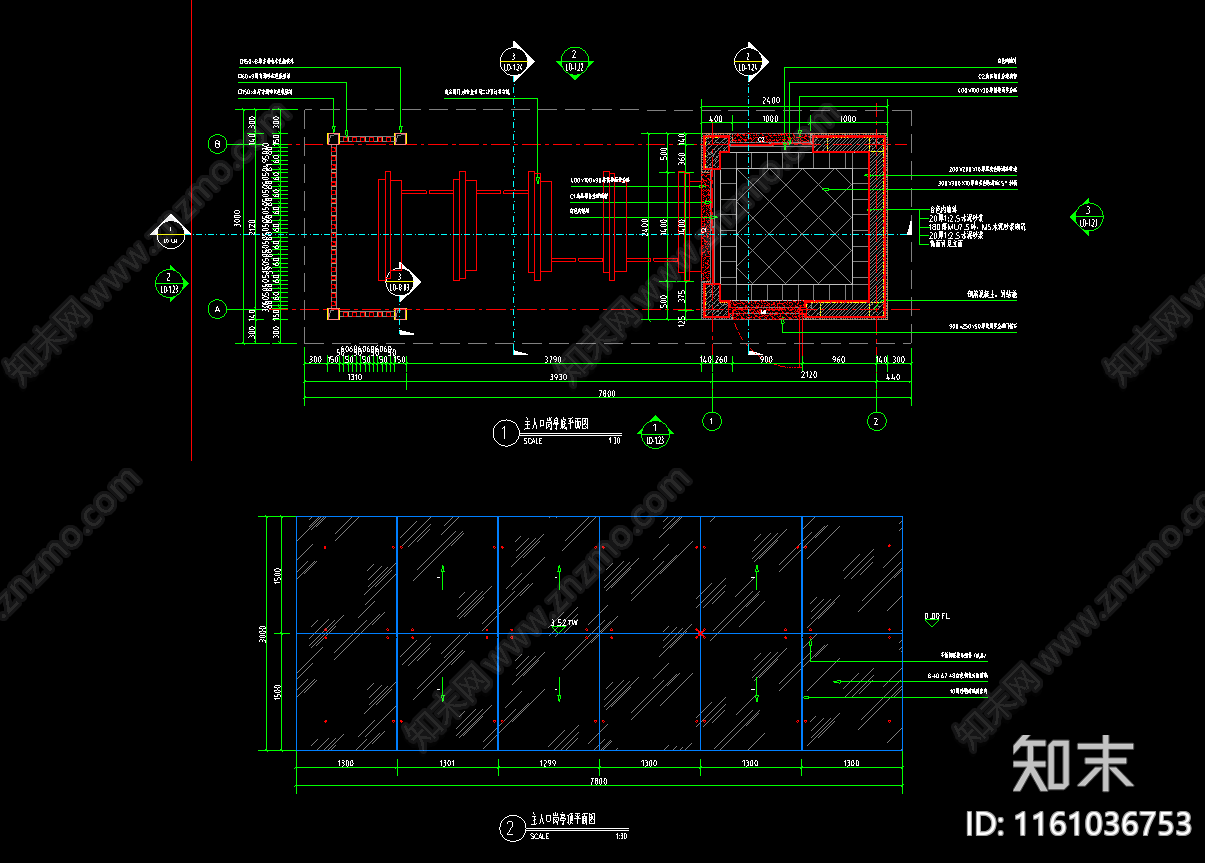 人行道闸入口岗亭保安亭施工图下载【ID:1161036753】