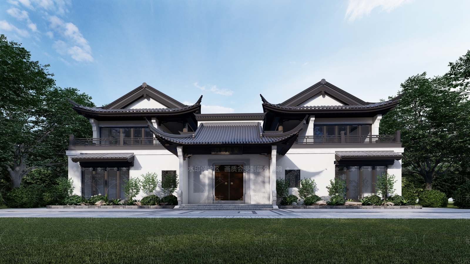 中式苏式四合院SU模型下载【ID:1161036433】
