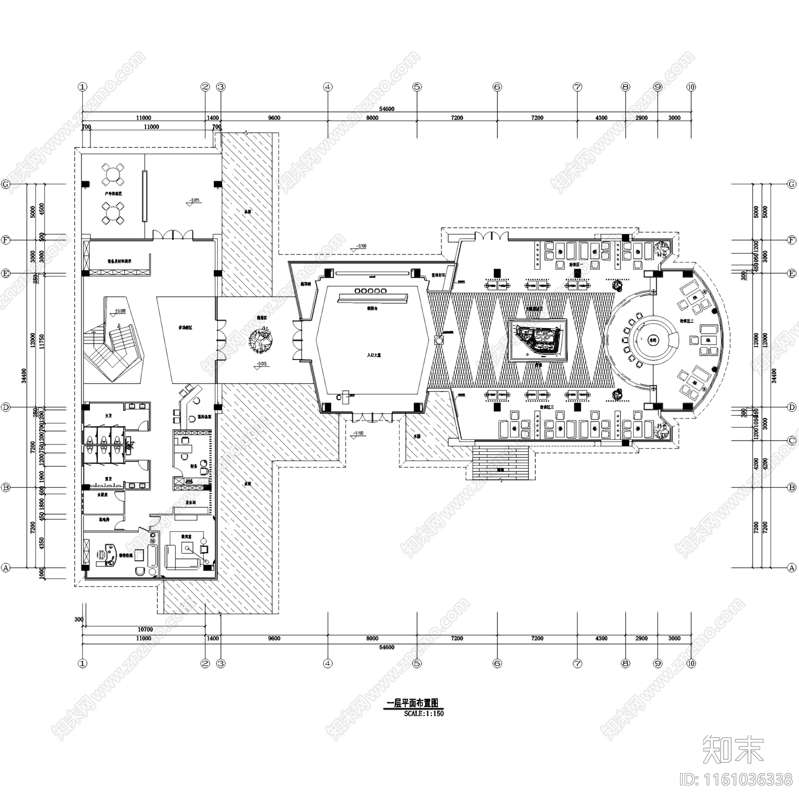 现代凯隆广场售楼部室内工装cad施工图下载【ID:1161036338】