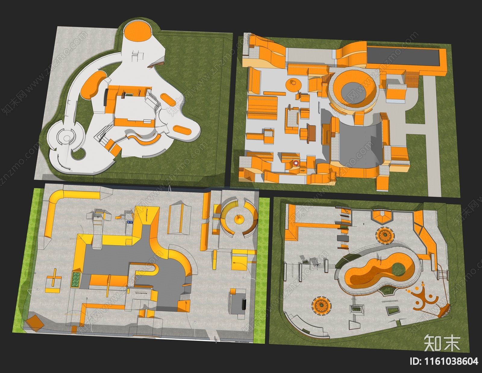 现代滑板公园景观SU模型下载【ID:1161038604】