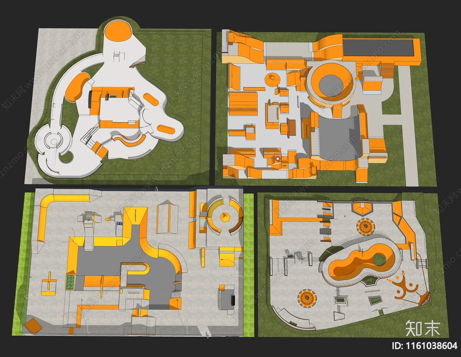 现代滑板公园景观SU模型下载【ID:1161038604】