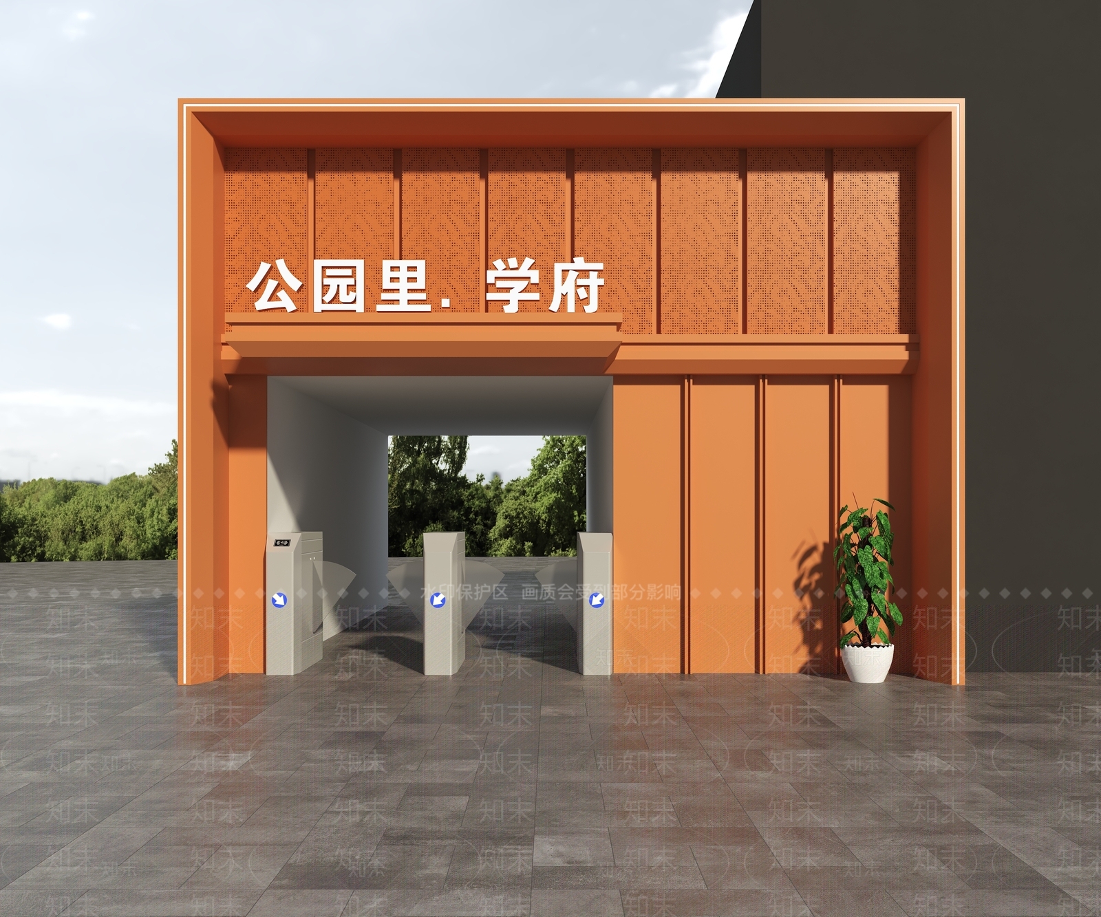 现代单元门入口3D模型下载【ID:1161038824】