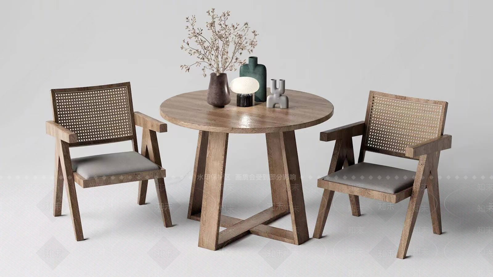 侘寂休闲桌椅组合3D模型下载【ID:1161038957】