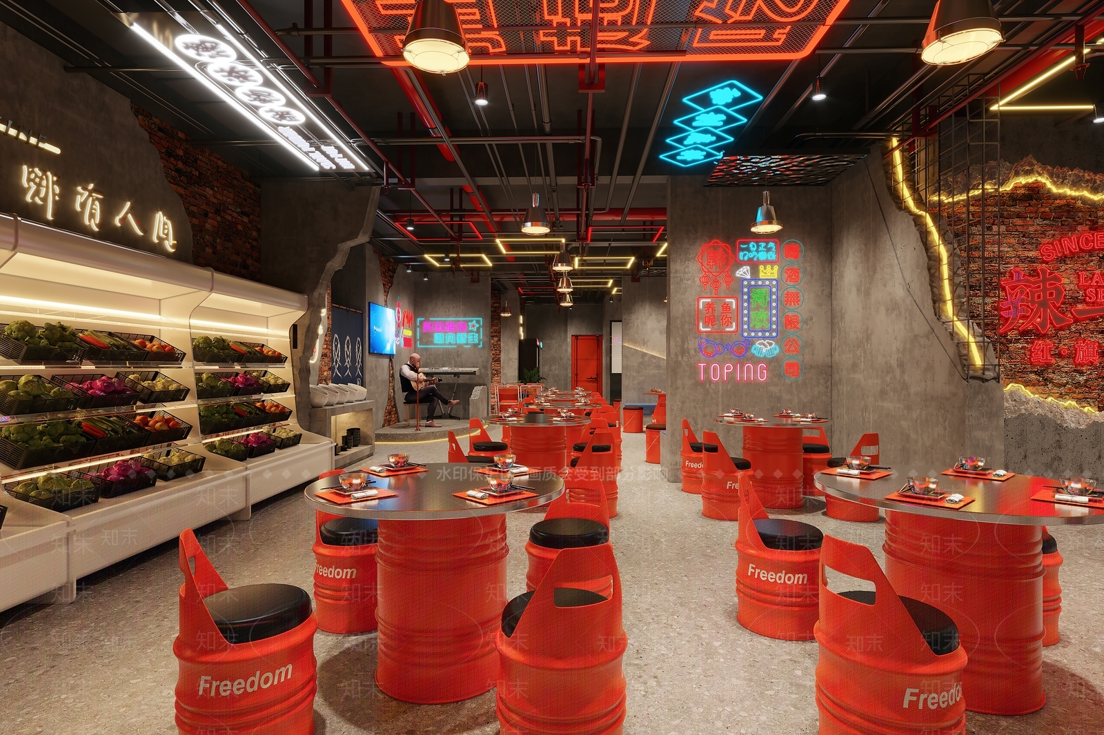 工业风烧烤店3D模型下载【ID:1161045164】