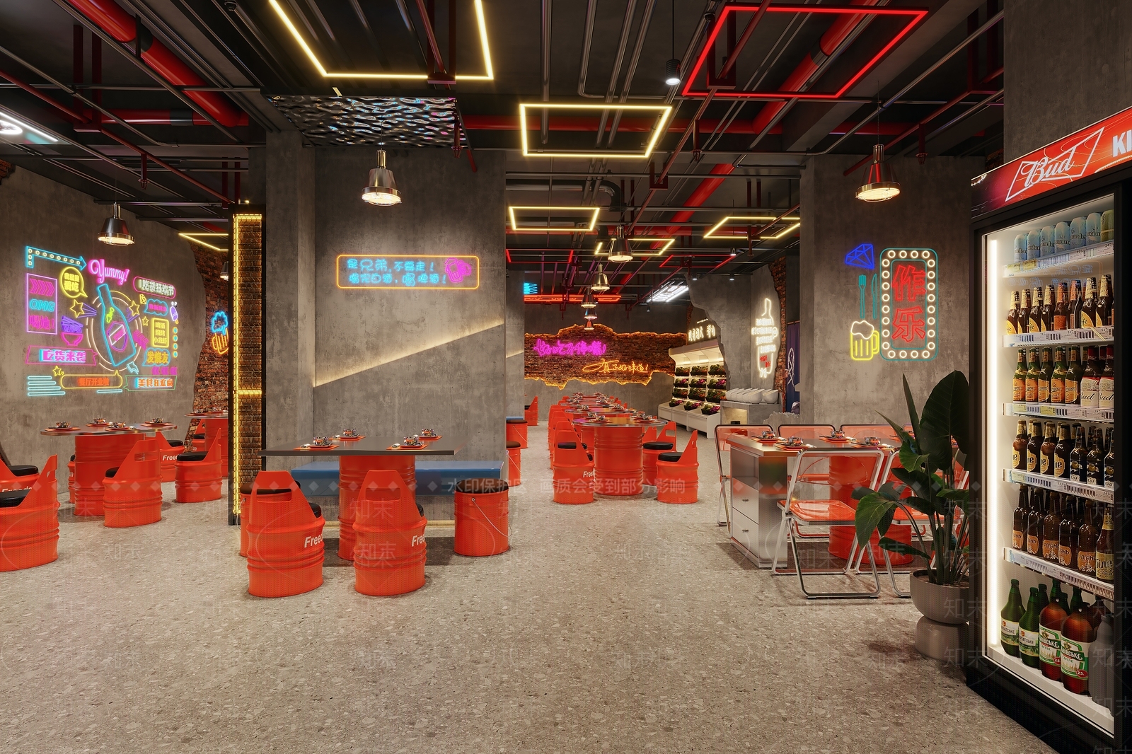 工业风烧烤店3D模型下载【ID:1161045164】