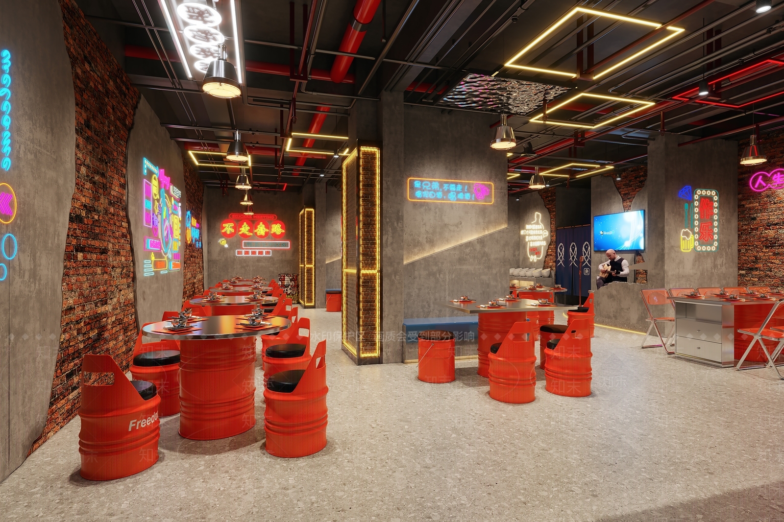 工业风烧烤店3D模型下载【ID:1161045164】