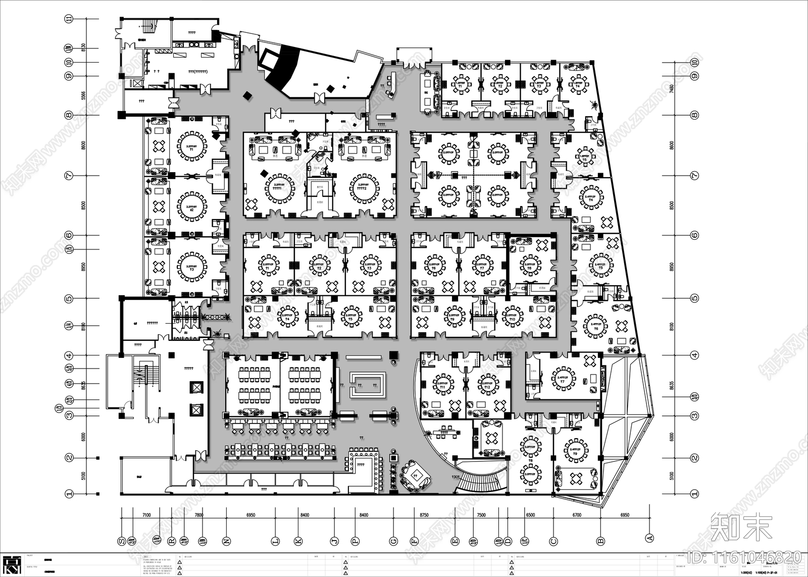 5000㎡海鲜大酒楼全施工图下载【ID:1161046820】