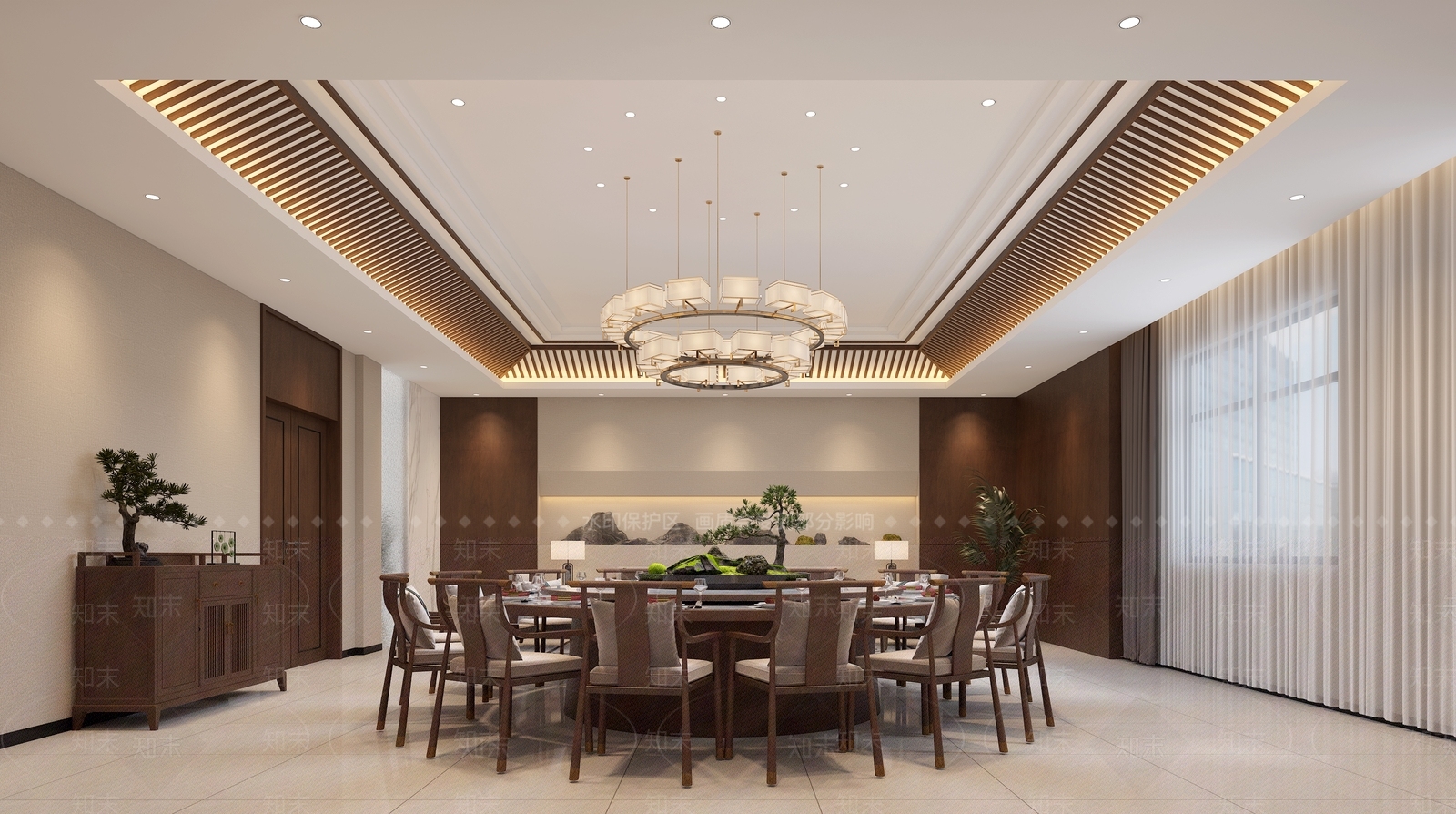新中式餐厅包厢3D模型下载【ID:1161046155】