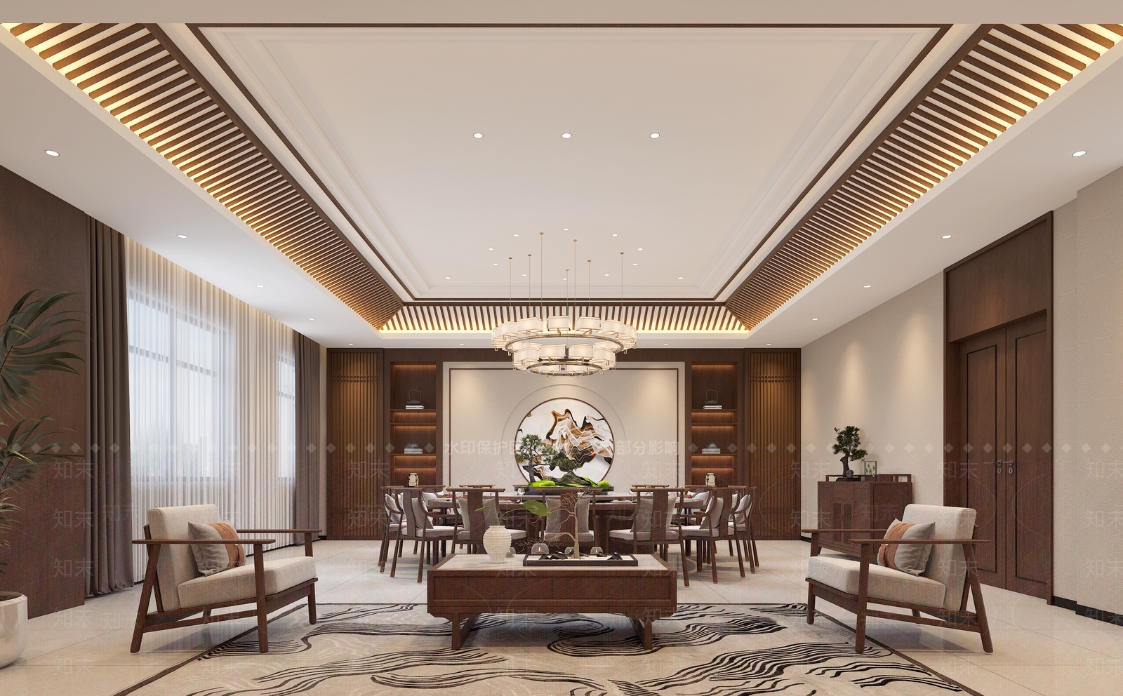 新中式餐厅包厢3D模型下载【ID:1161046155】