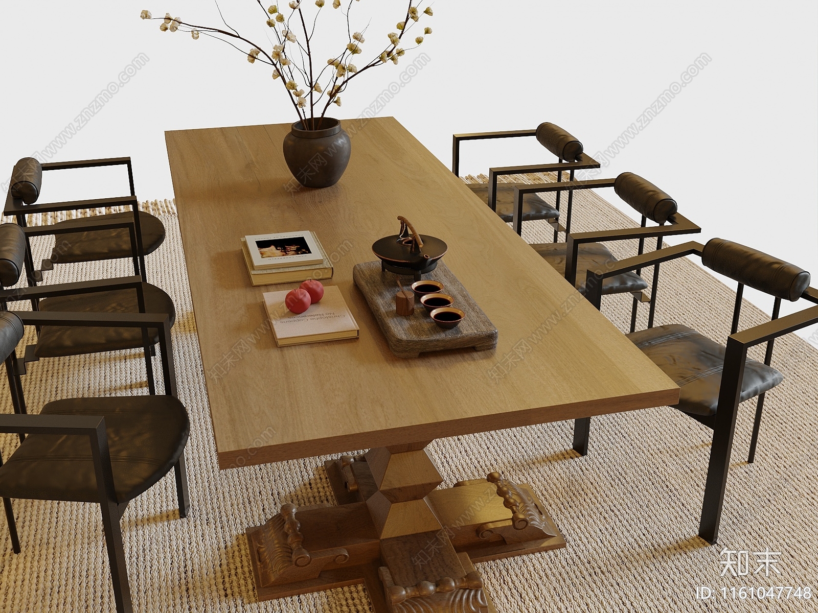 新中式茶桌椅组合3D模型下载【ID:1161047748】