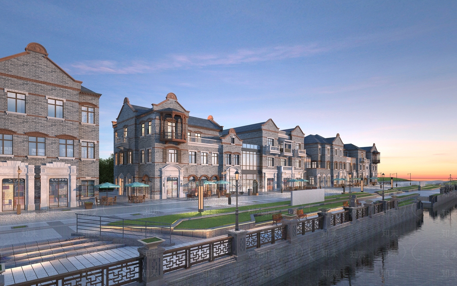 新中式民国建筑风格商业街3D模型下载【ID:1161053301】