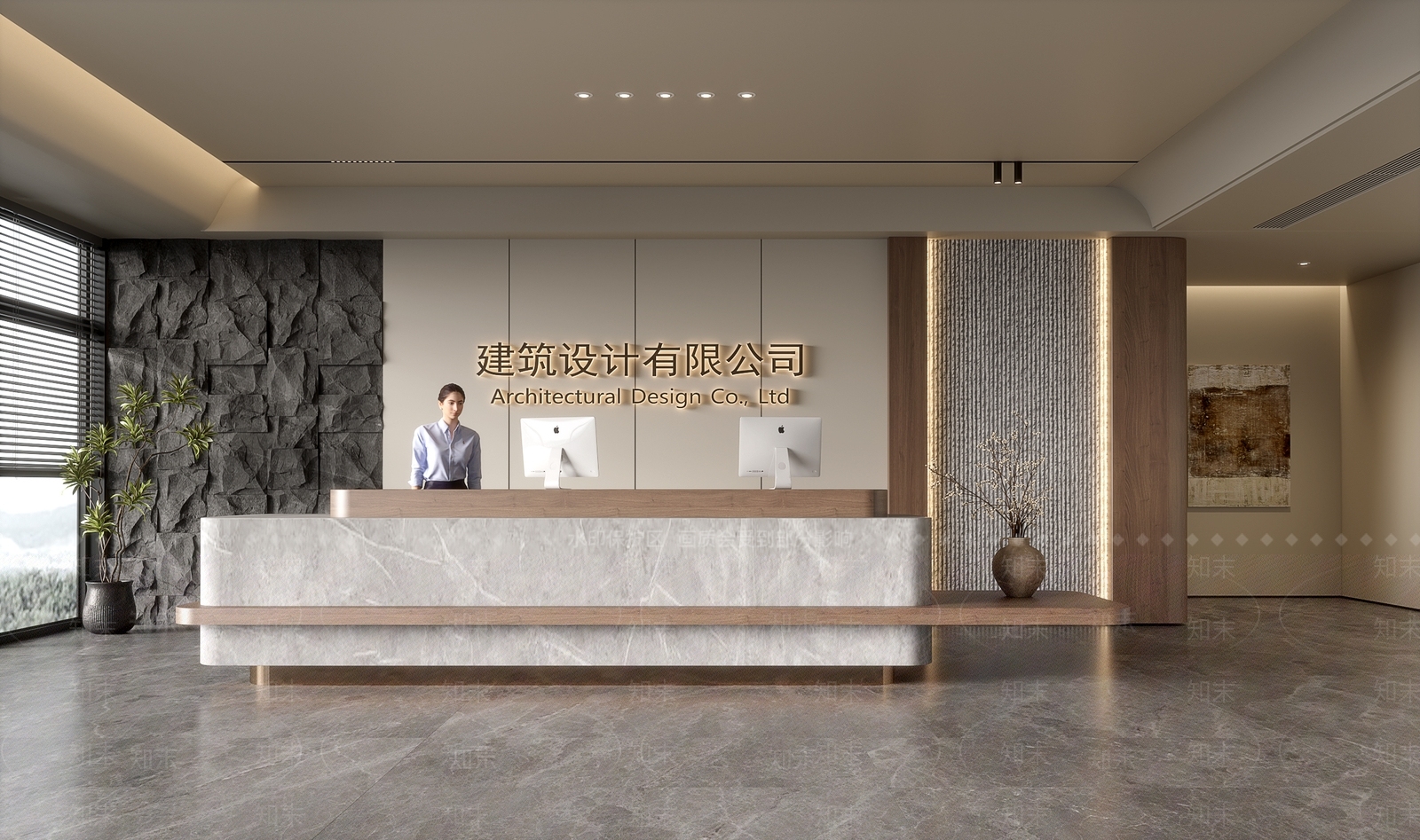 现代公司前台3D模型下载【ID:1161055423】