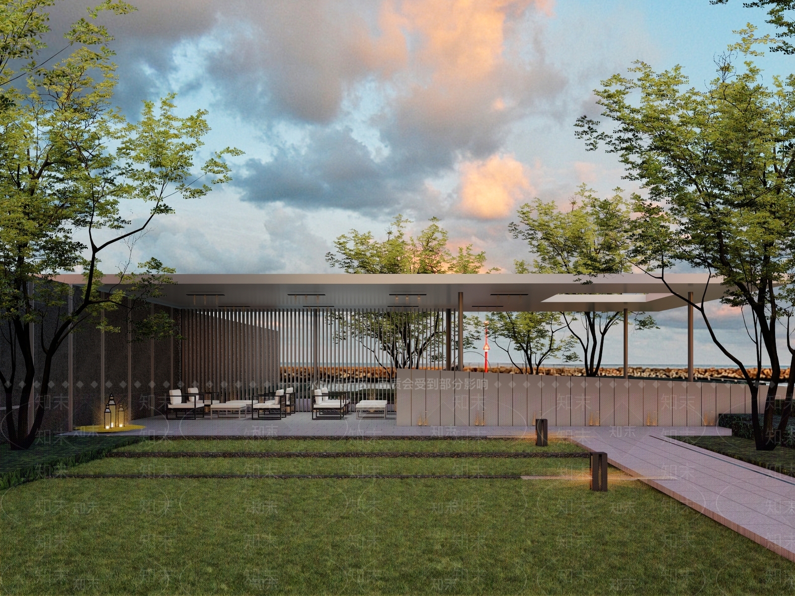 现代风格廊架SU模型下载【ID:1161057386】