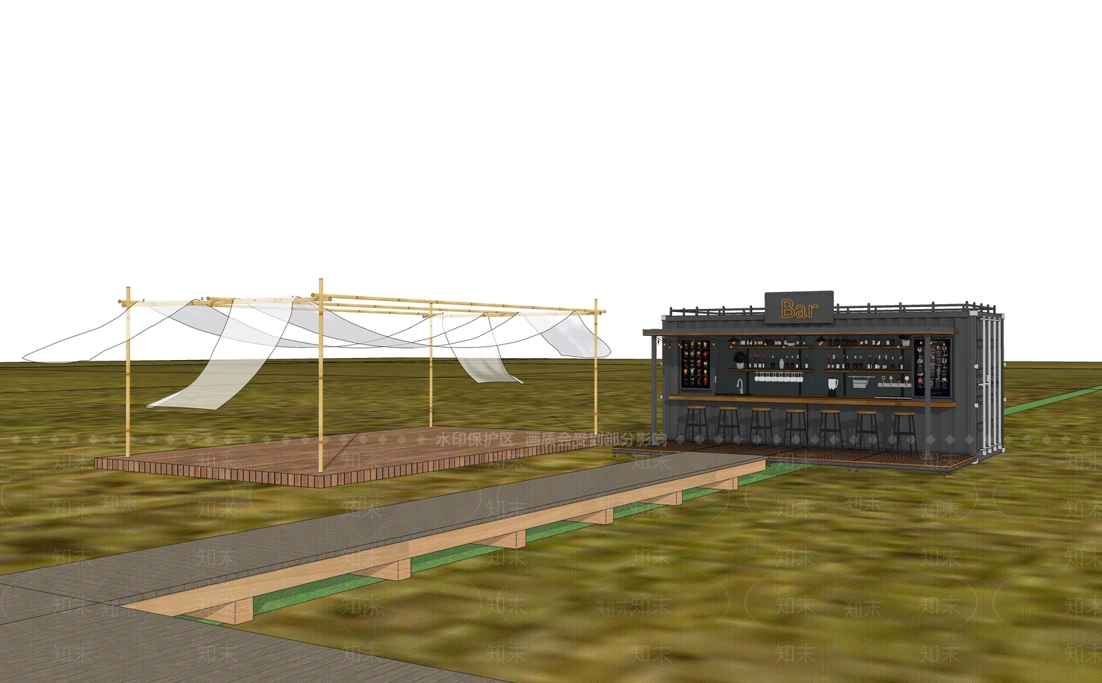 现代餐饮建筑SU模型下载【ID:1161057365】