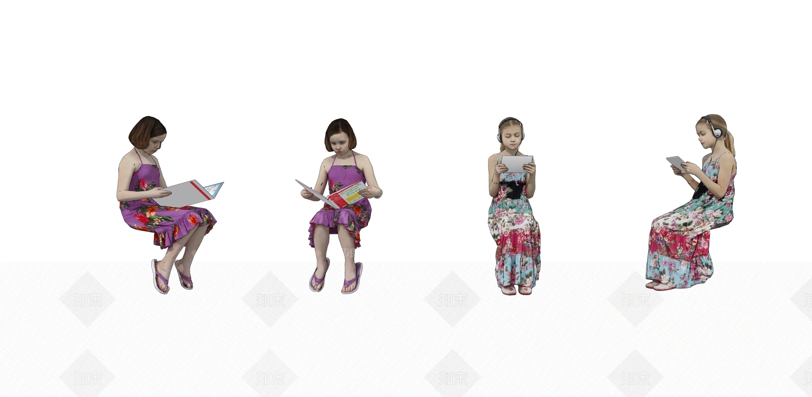 坐姿人物SU模型下载【ID:1161057454】