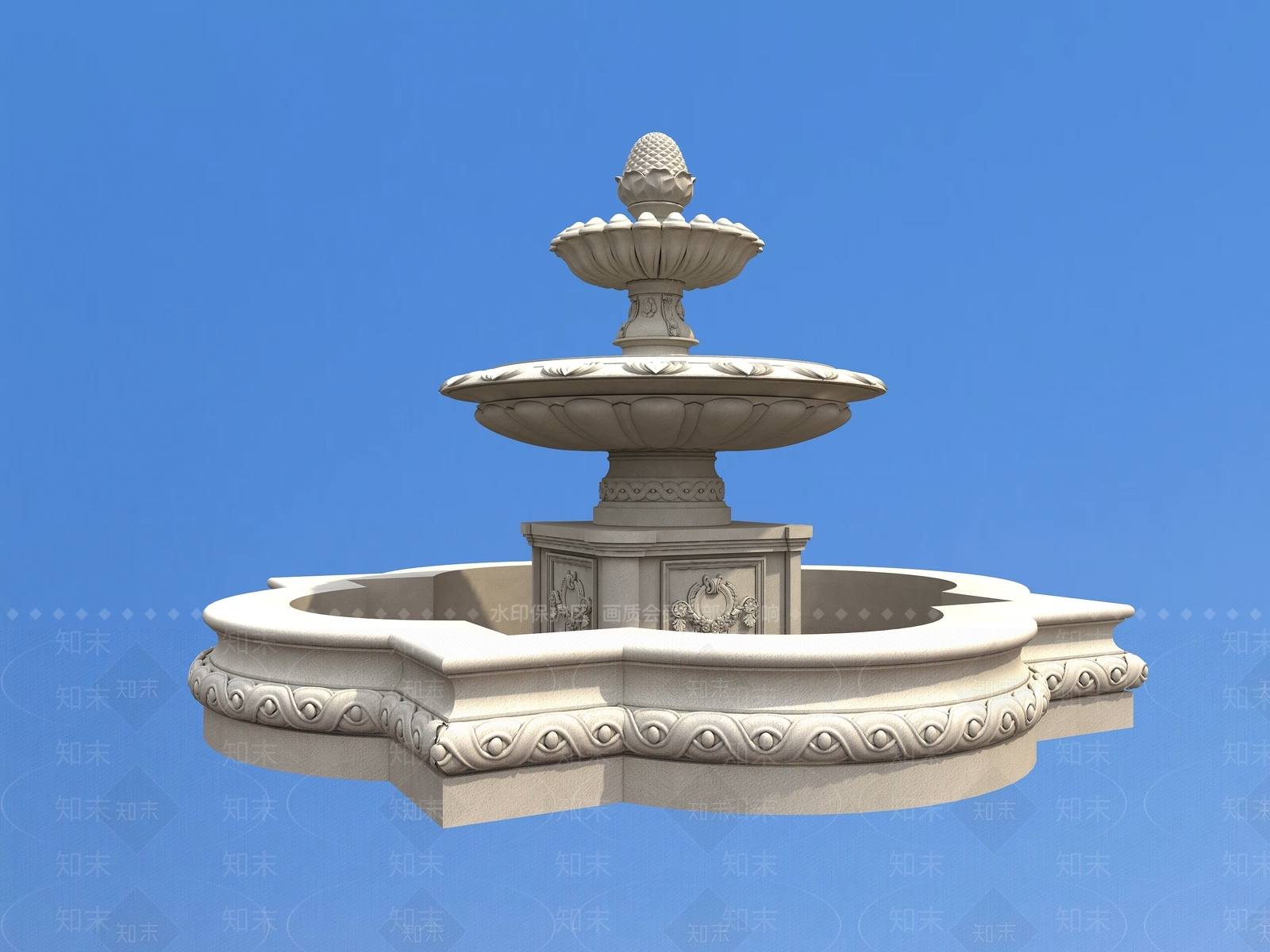 欧式古典喷水池3D模型下载【ID:1161057868】