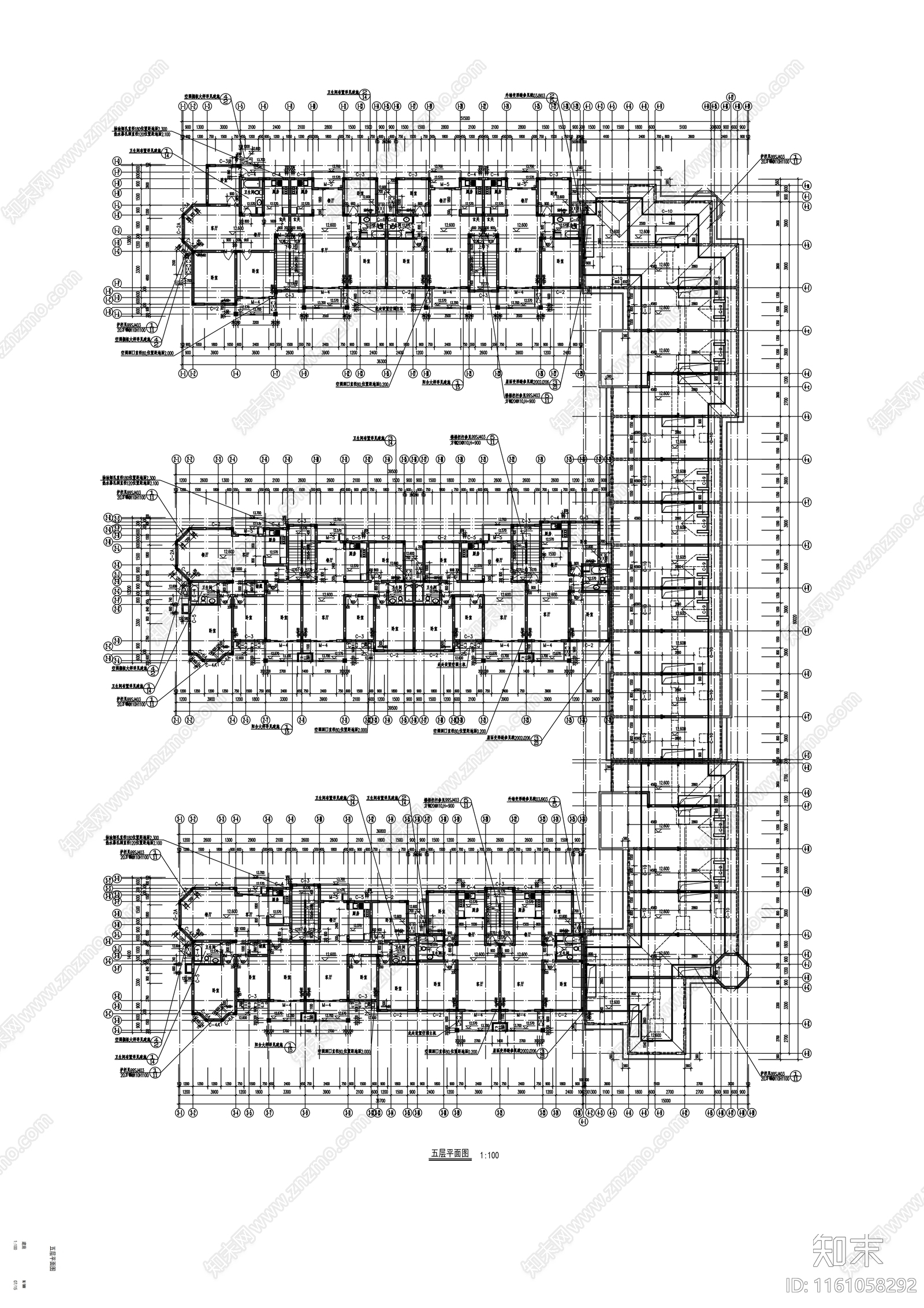 六层E型联体住宅楼建施工图下载【ID:1161058292】