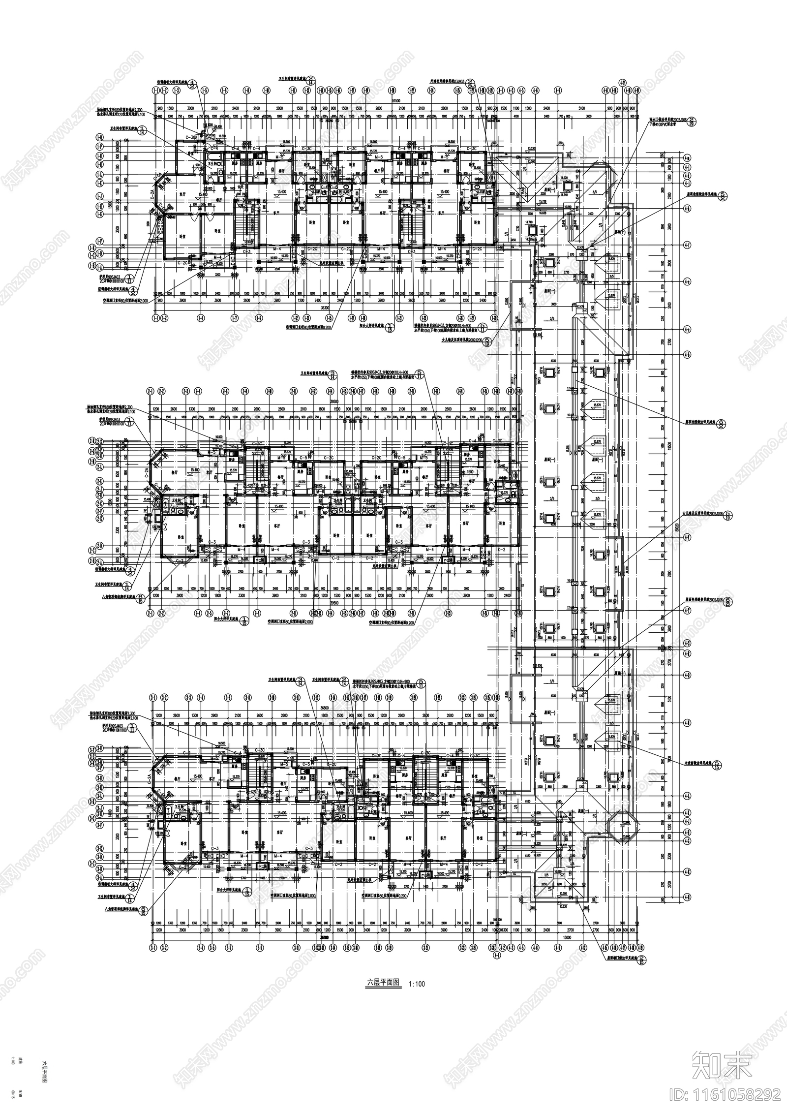 六层E型联体住宅楼建施工图下载【ID:1161058292】