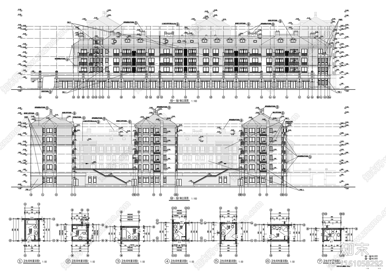 六层E型联体住宅楼建施工图下载【ID:1161058292】