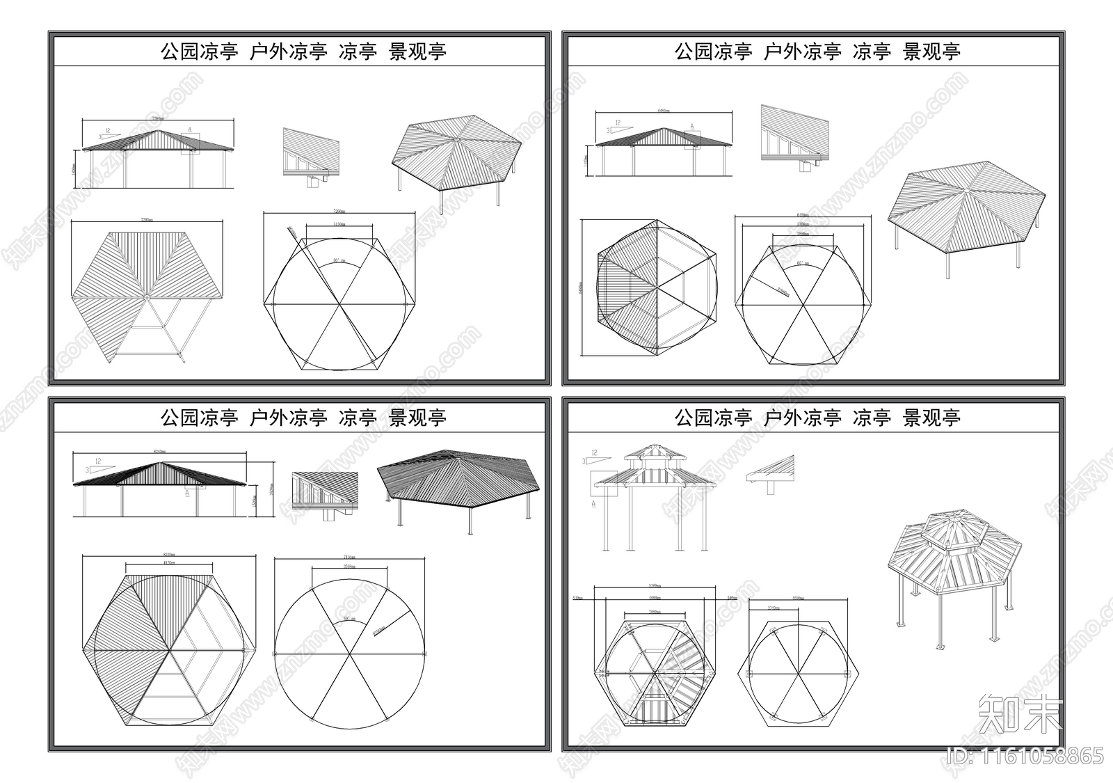 现代凉亭cad施工图下载【ID:1161058865】