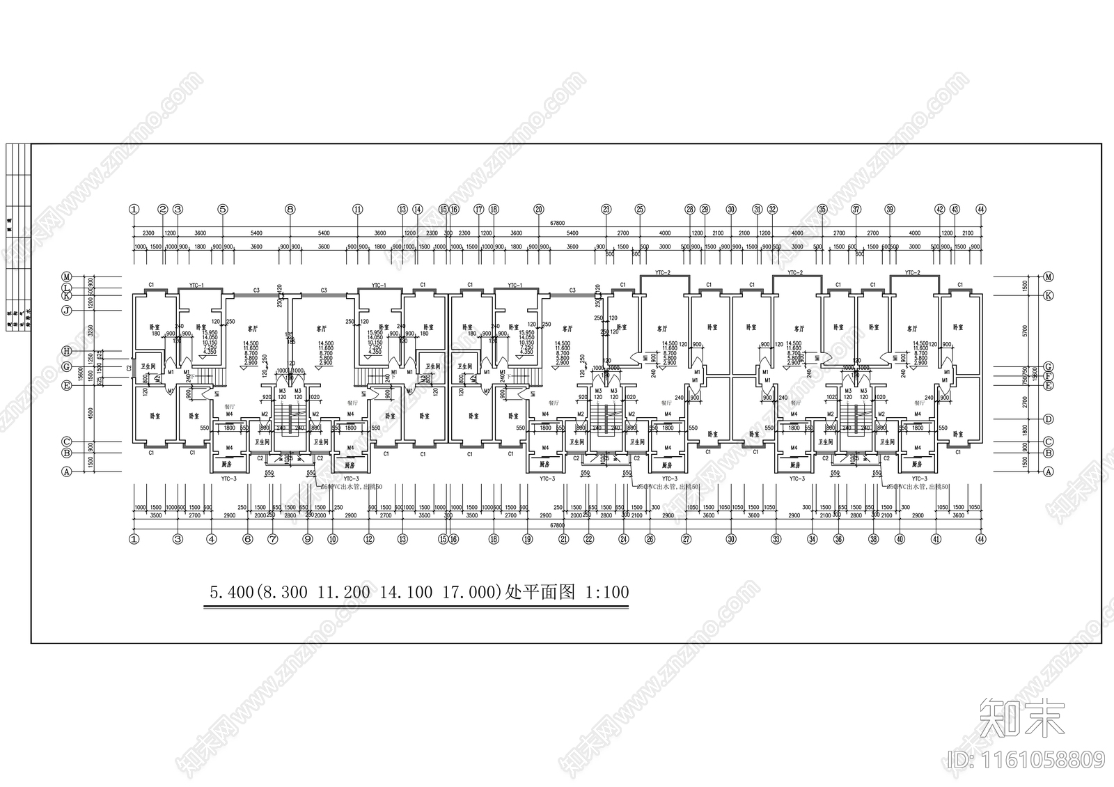 六层节能住宅楼建cad施工图下载【ID:1161058809】