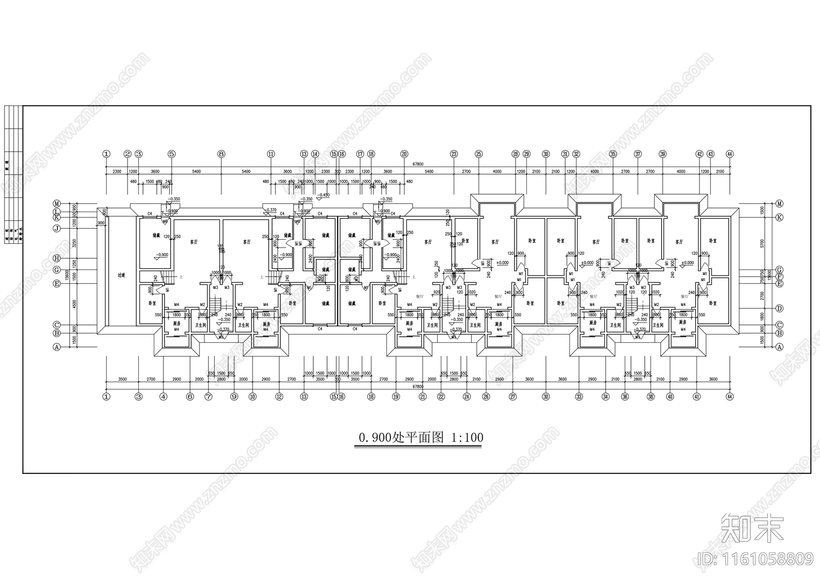 六层节能住宅楼建cad施工图下载【ID:1161058809】