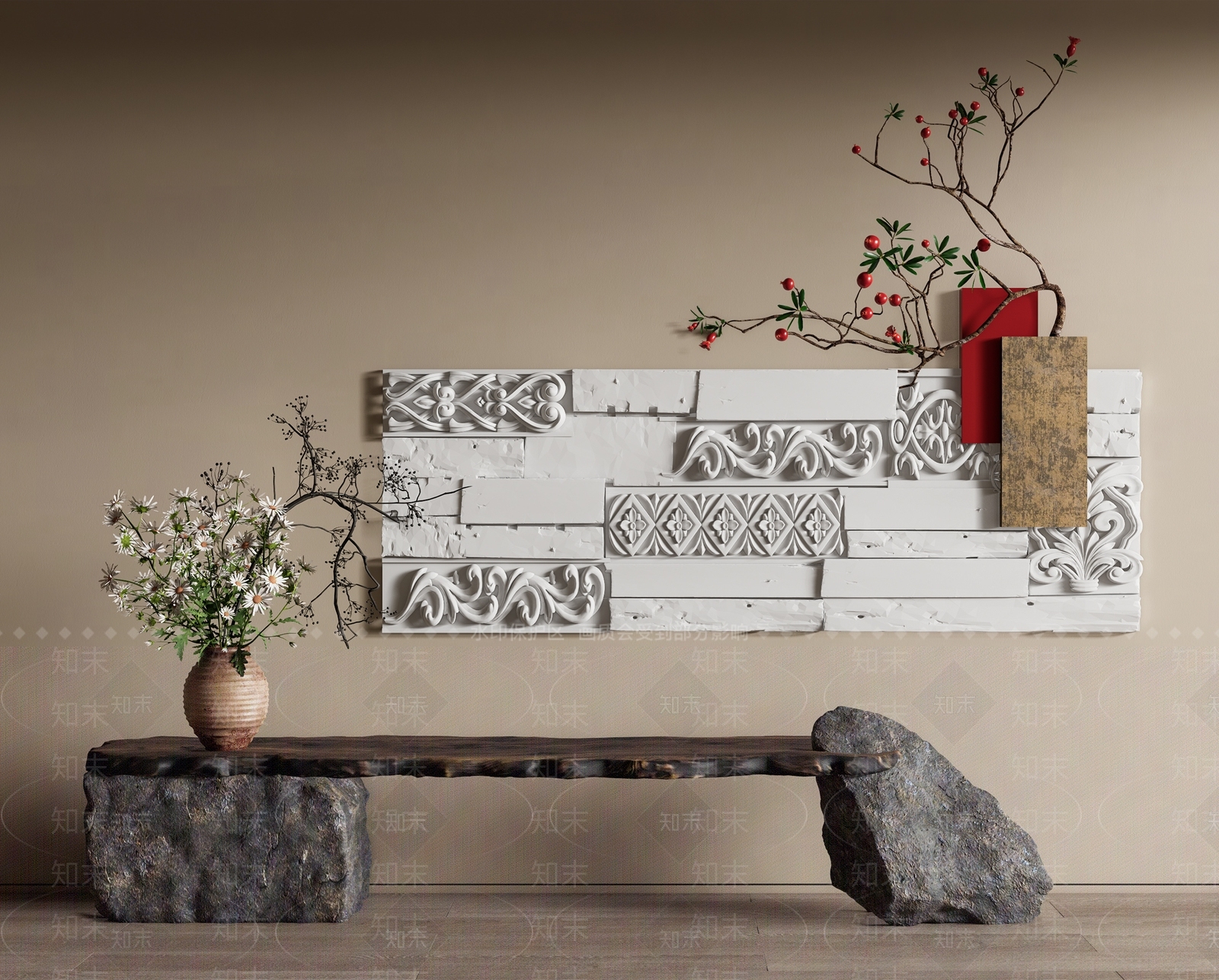 侘寂墙饰挂件3D模型下载【ID:1161061577】