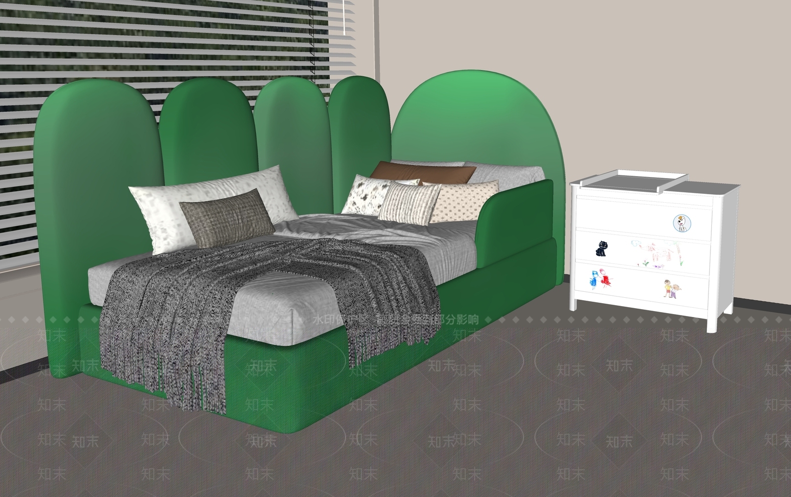 现代儿童床SU模型下载【ID:1161070772】
