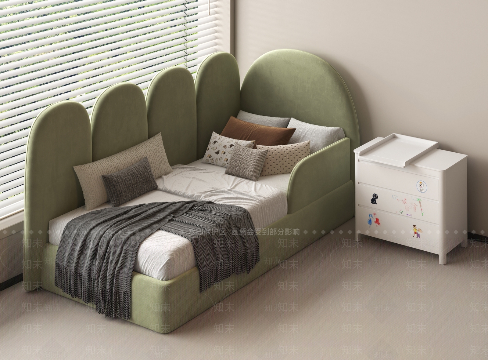 现代儿童床3D模型下载【ID:1161070882】