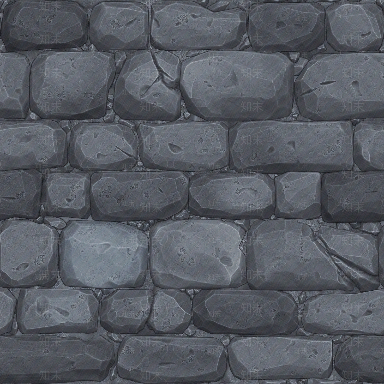 无缝动漫风格黑色石头墙贴图下载【ID:1161073038】