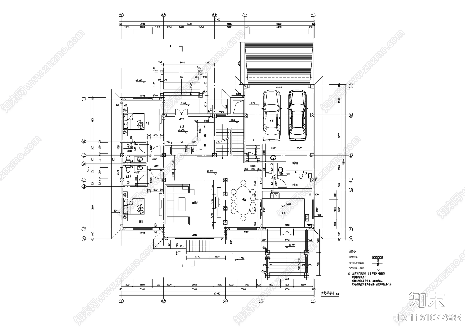 简约大气别墅设计cad施工图下载【ID:1161077885】