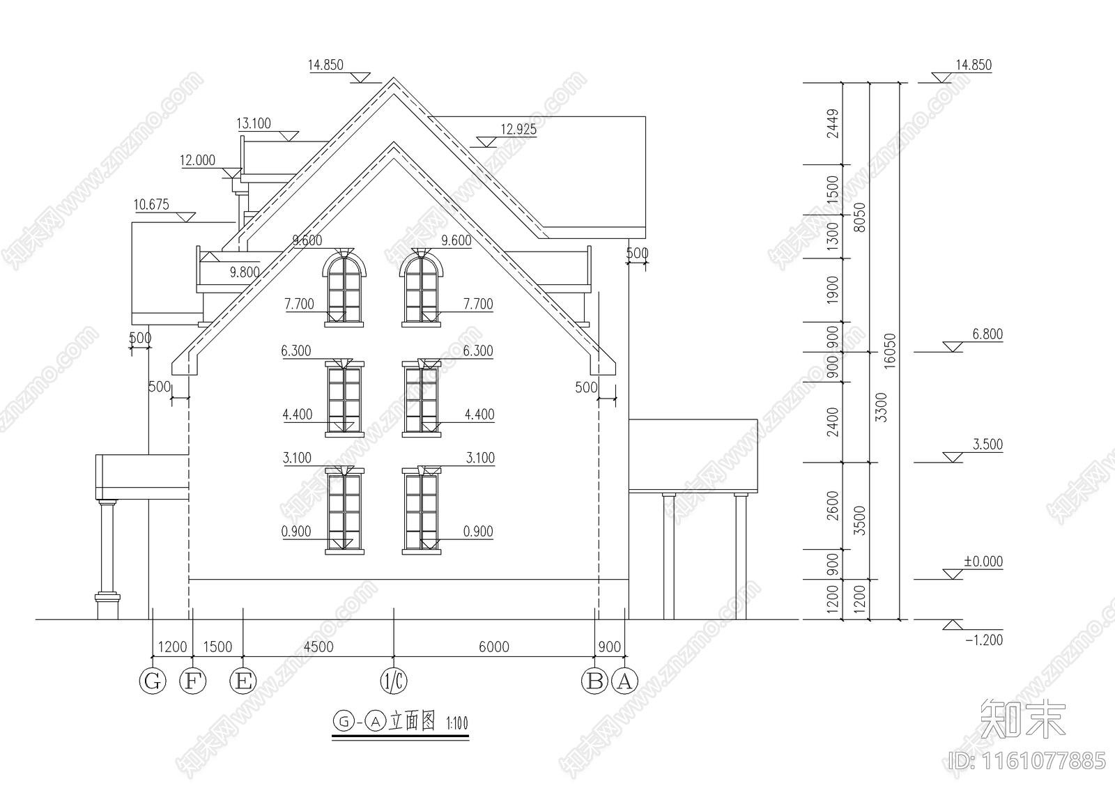 简约大气别墅设计cad施工图下载【ID:1161077885】