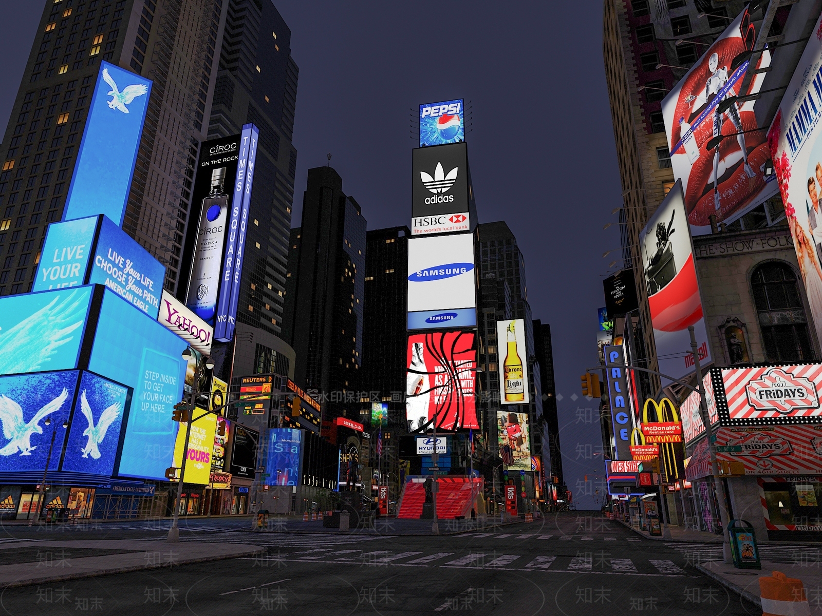 现代纽约时代广场3D模型下载【ID:1161079481】
