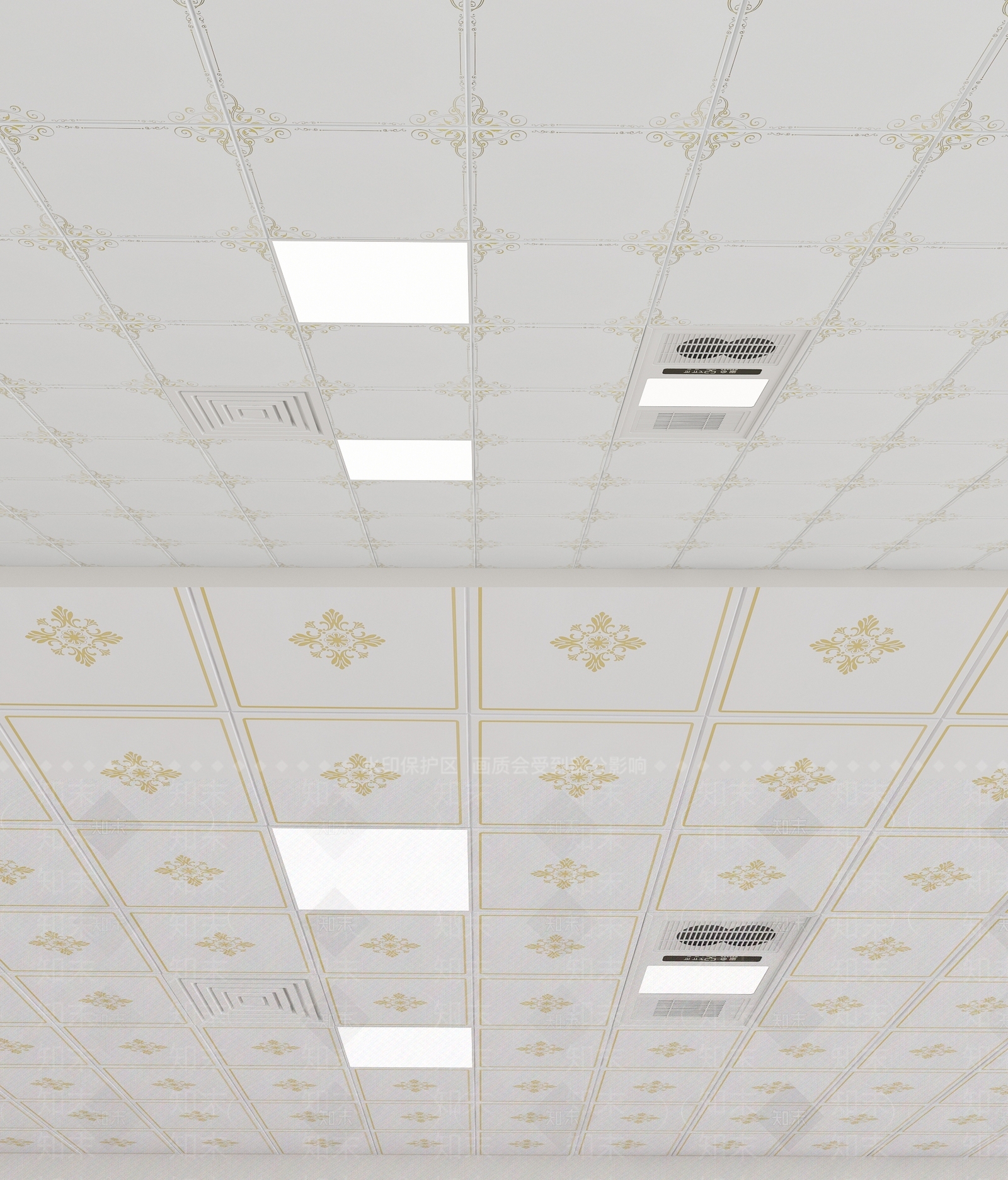 简欧铝扣板吊顶3D模型下载【ID:1161082723】