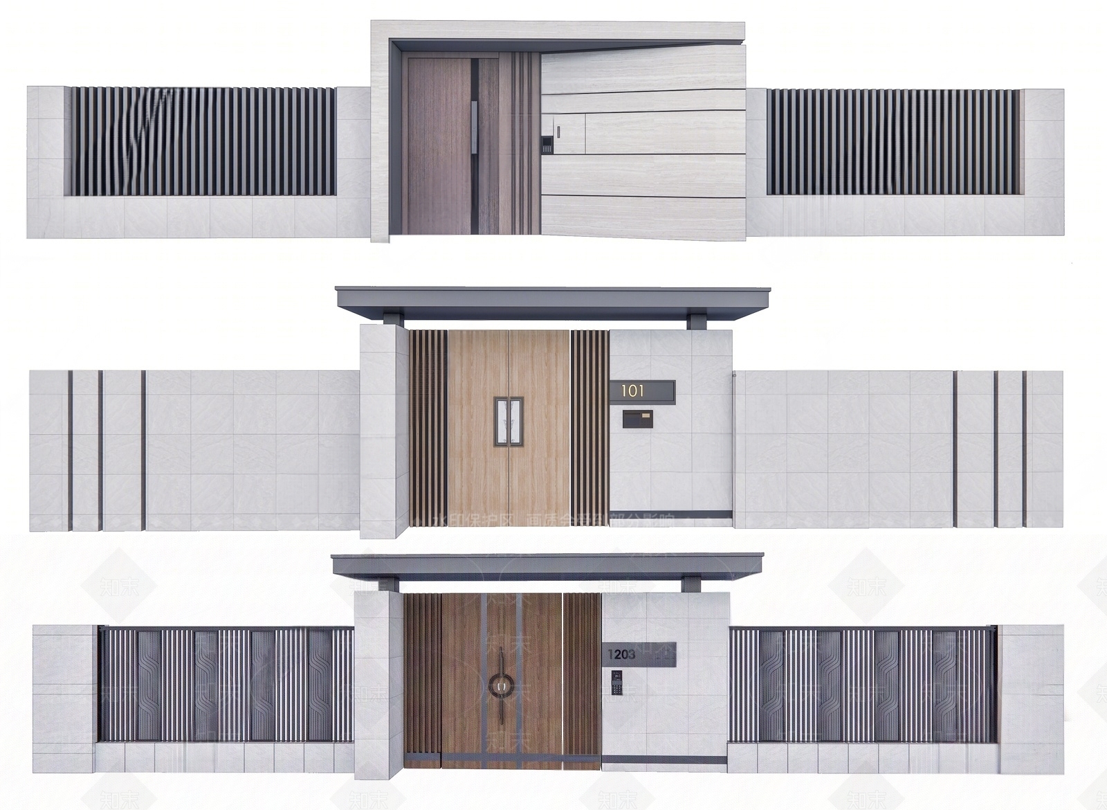 现代围墙3D模型下载【ID:1161086087】