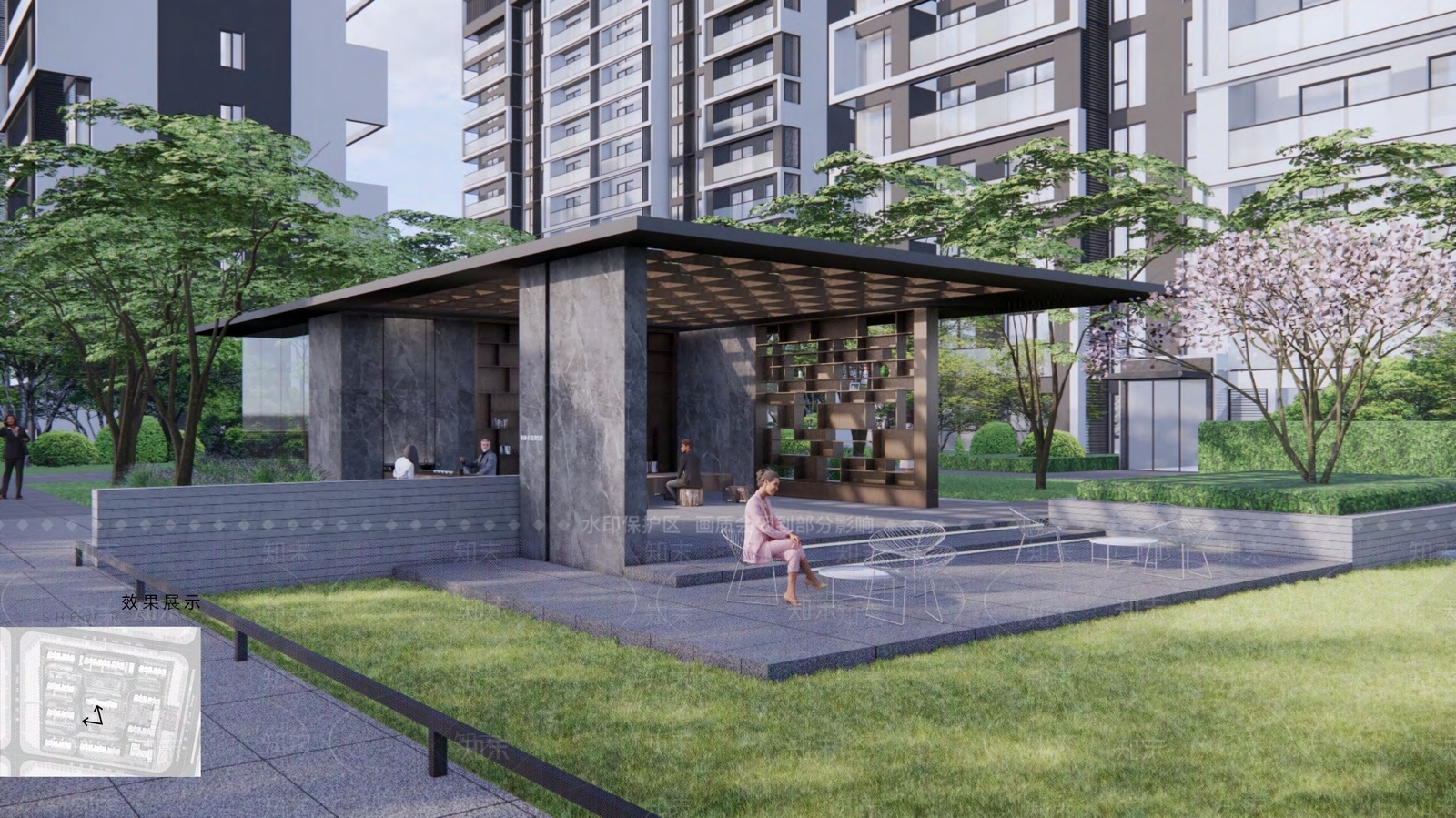 现代风格中庭景观亭SU模型下载【ID:1161086513】