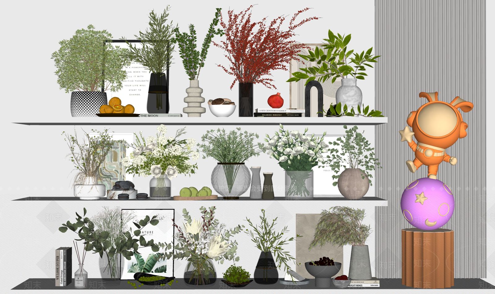 现代花瓶花卉组合SU模型下载【ID:1161087591】