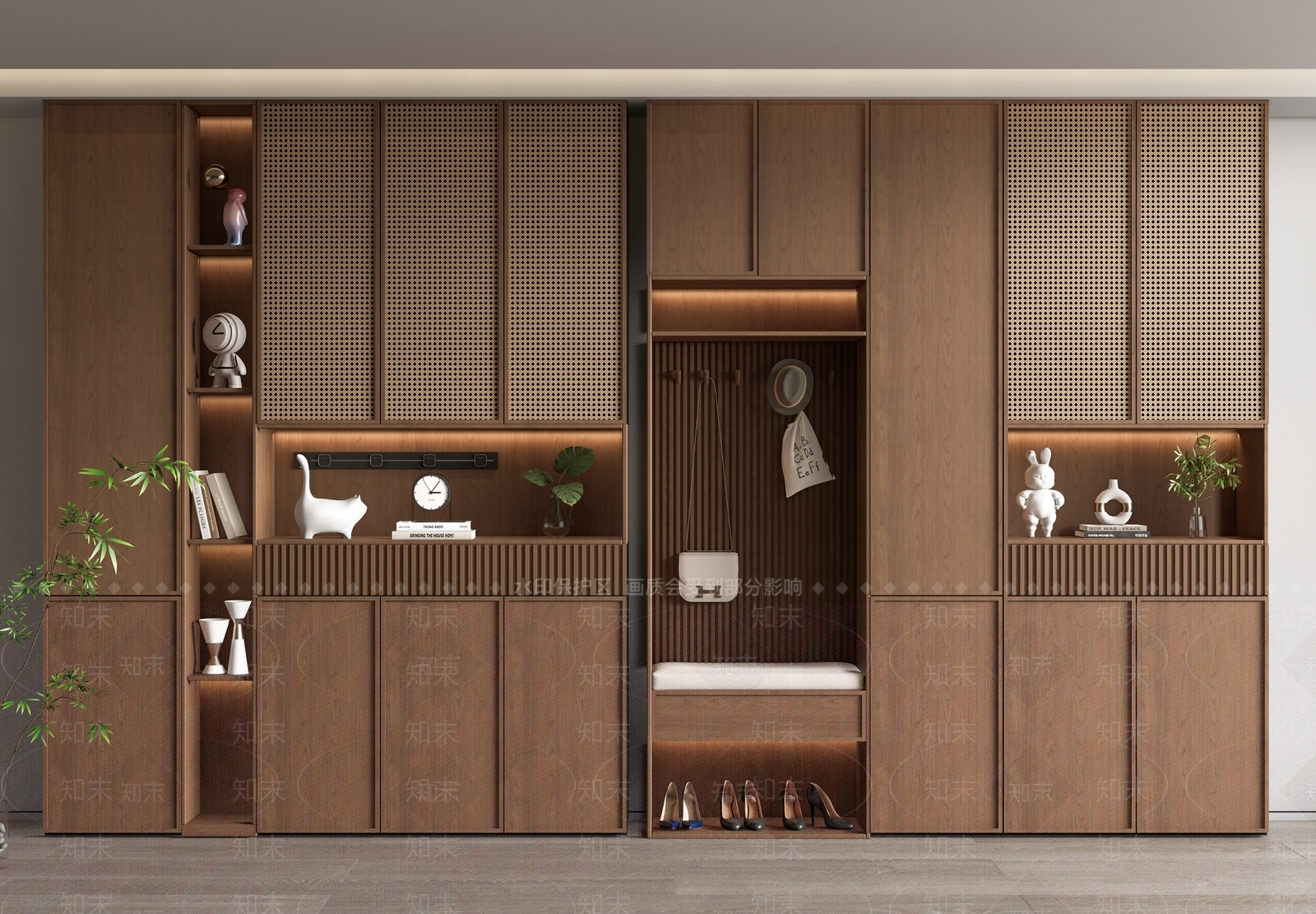 侘寂中古玄关鞋柜3D模型下载【ID:1161091081】