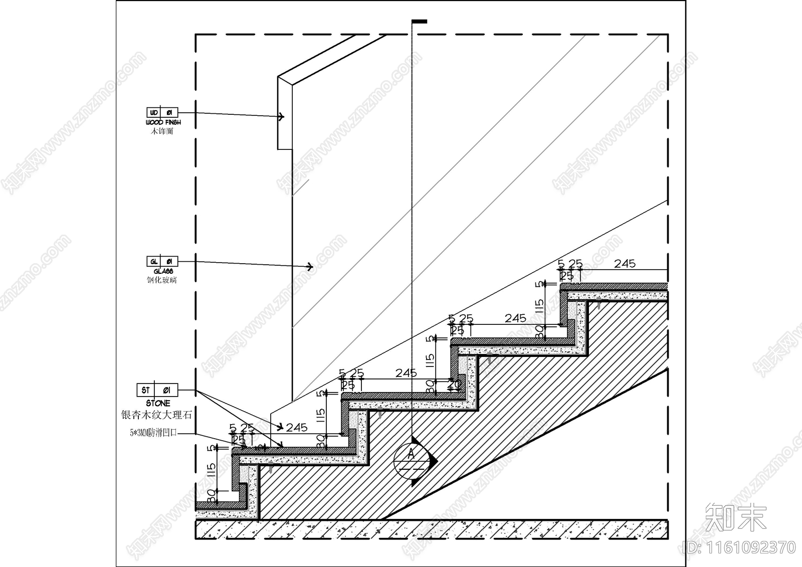 楼梯栏杆柜体节点大样图施工图下载【ID:1161092370】