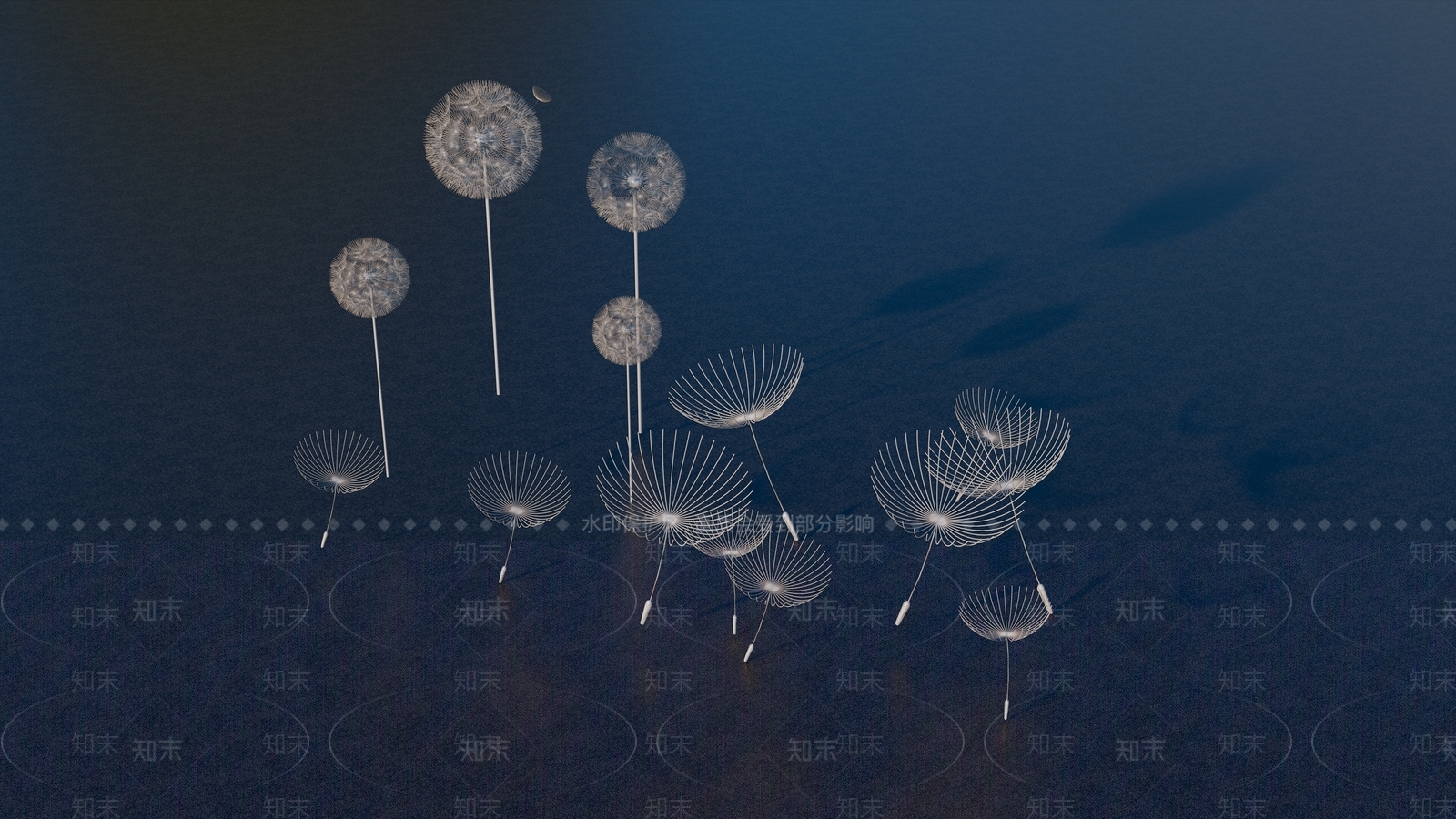 现代蒲公英雕塑小品SU模型下载【ID:1161092760】