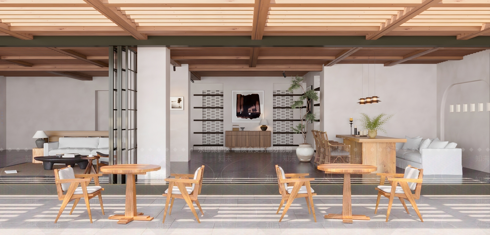 现代自然风民宿大厅SU模型下载【ID:1161094470】