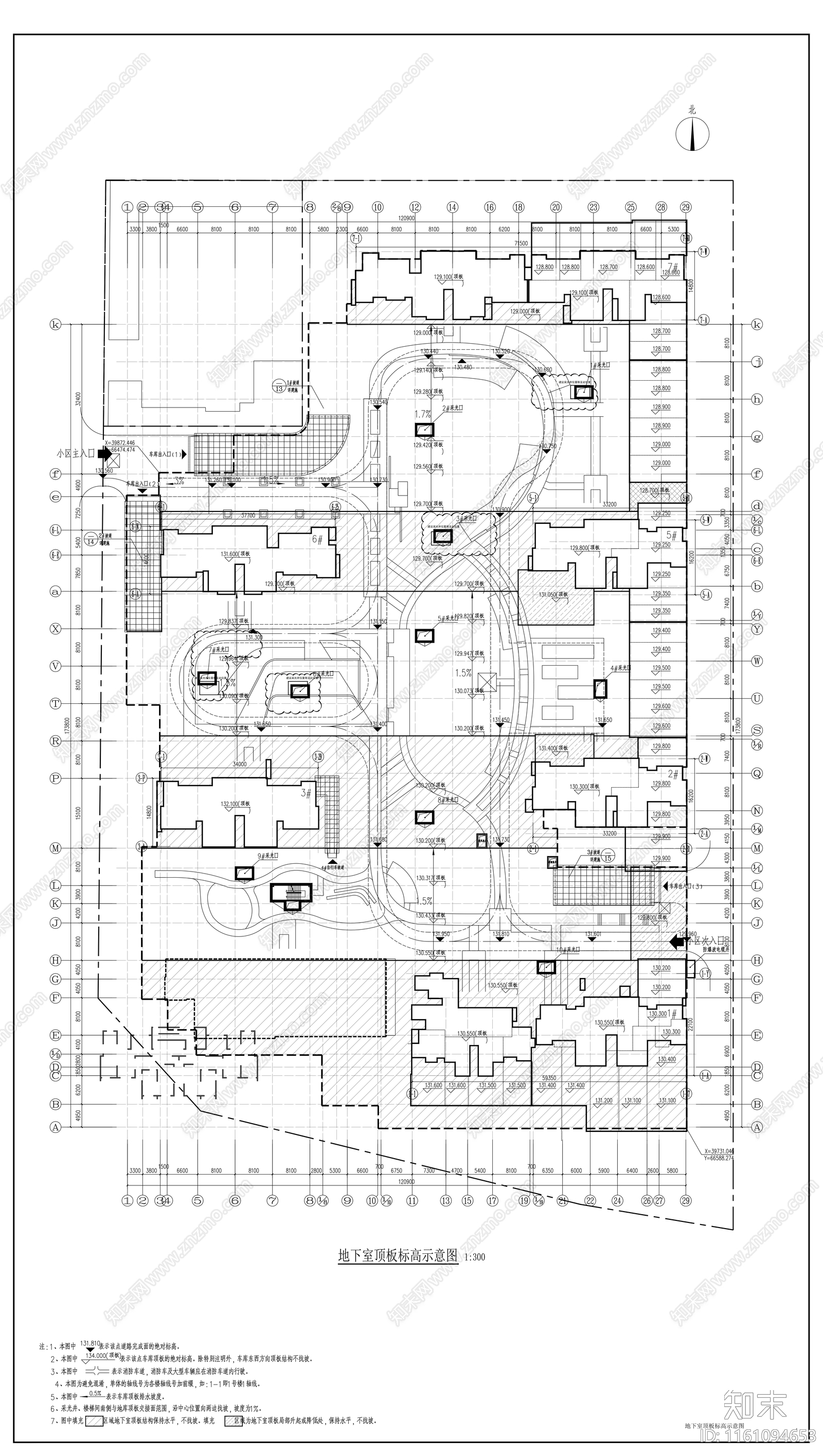 地下车库建筑cad施工图下载【ID:1161094653】