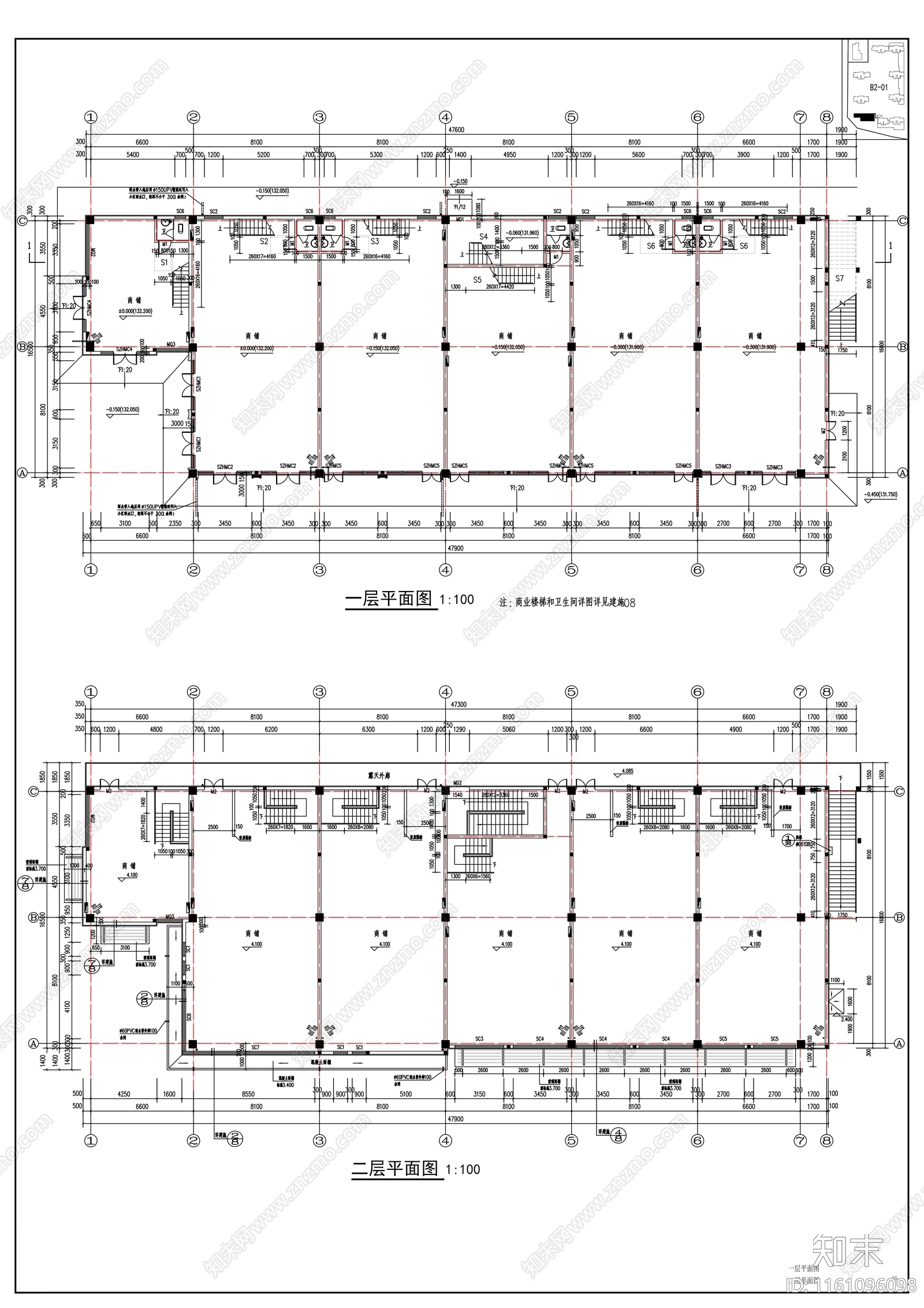 沿街商业建筑图纸cad施工图下载【ID:1161096098】