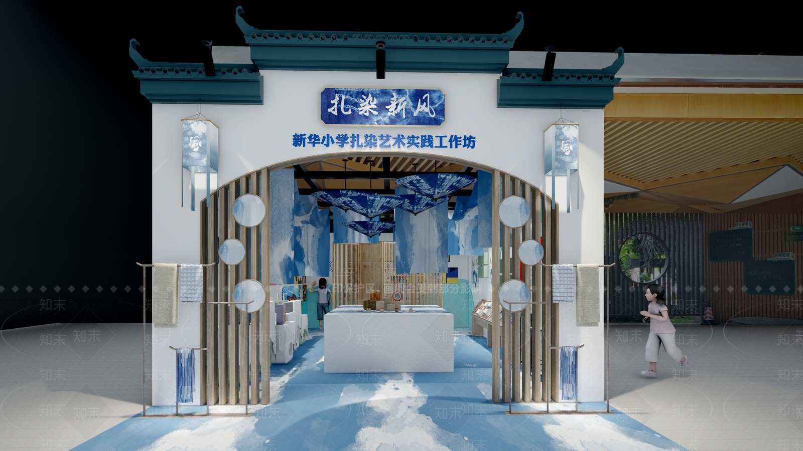现代扎染展厅SU模型下载【ID:1161097546】