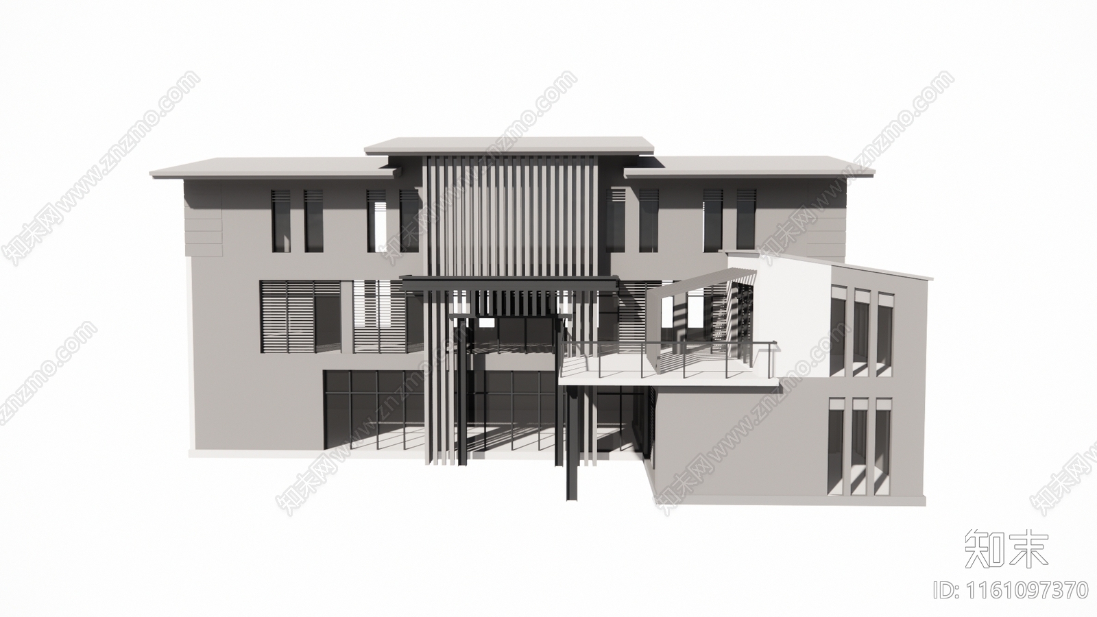 现代住宅建筑设计SU模型下载【ID:1161097370】