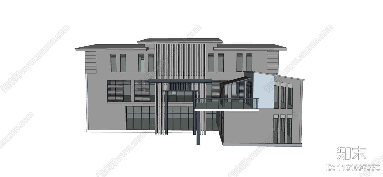 现代住宅建筑设计SU模型下载【ID:1161097370】