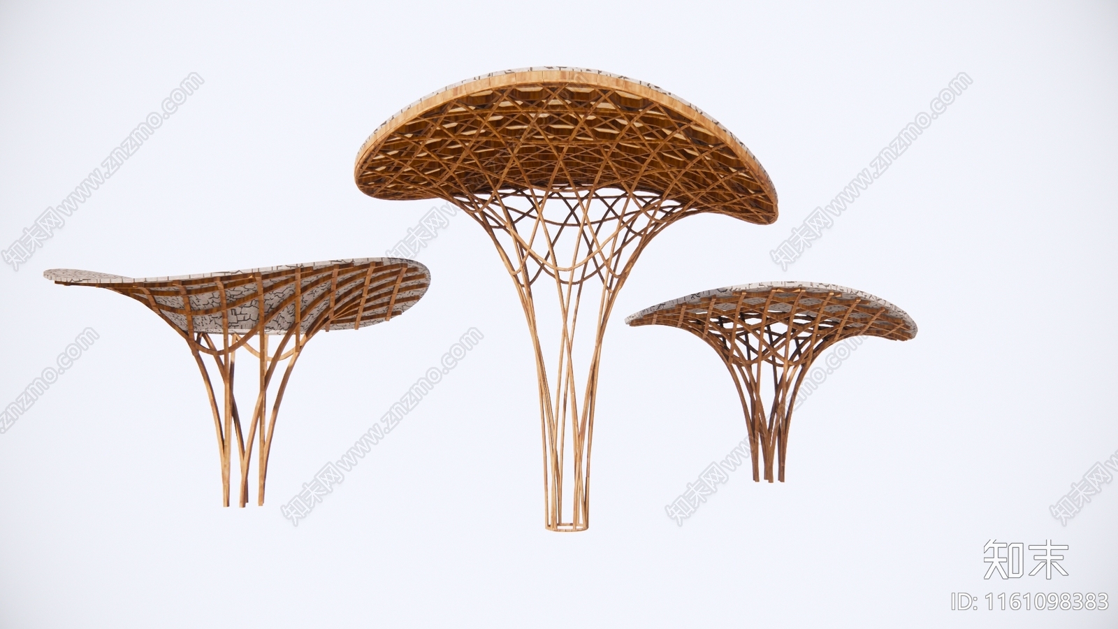 现代蘑菇特色景观廊架SU模型下载【ID:1161098383】