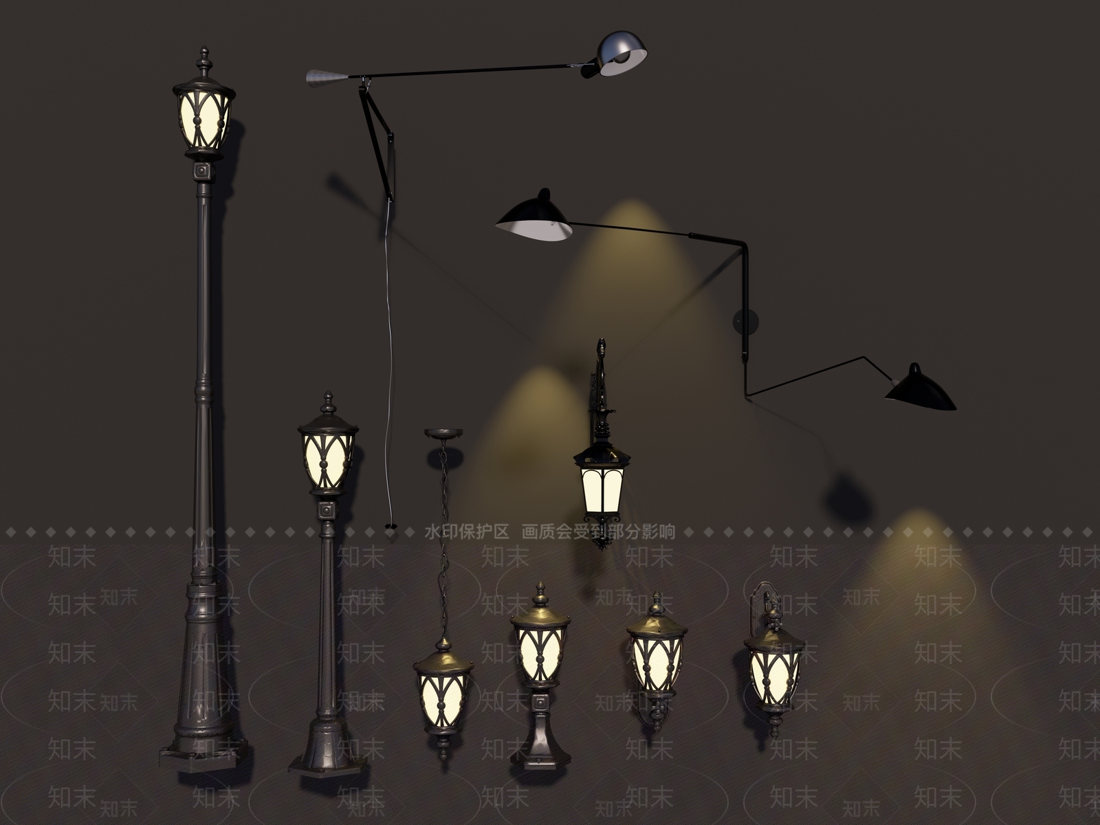 欧式庭院花园路灯SU模型下载【ID:1161098890】