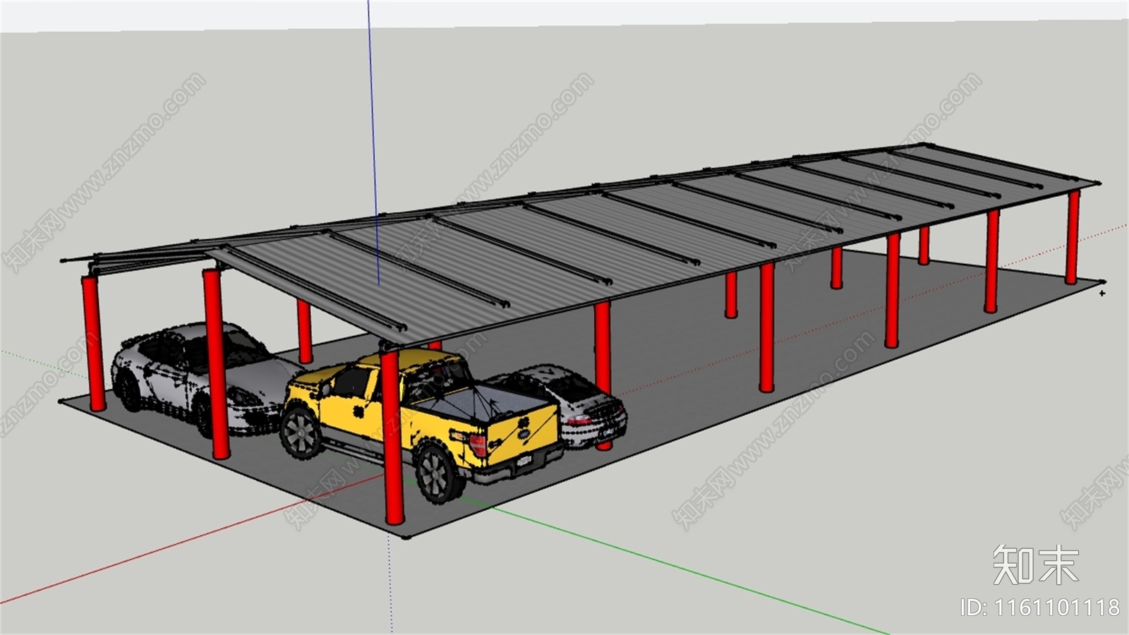现代挡车棚停车棚的SU模型下载【ID:1161101118】