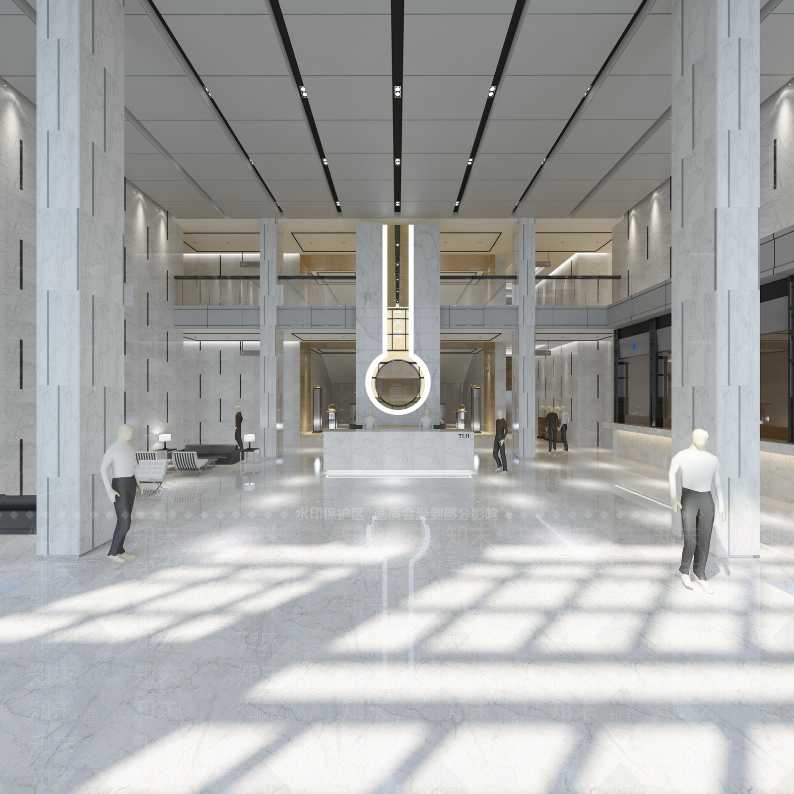 现代写字楼大厅3D模型下载【ID:1161101097】